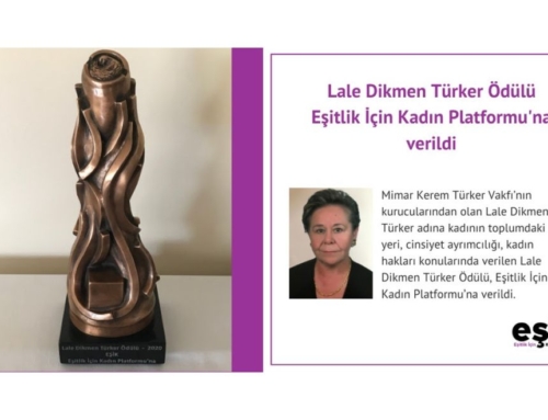 Eşitlik İçin Kadın Platformu, Lale Dikmen Türker 2020 Ödülü’ne Layık Görüldü